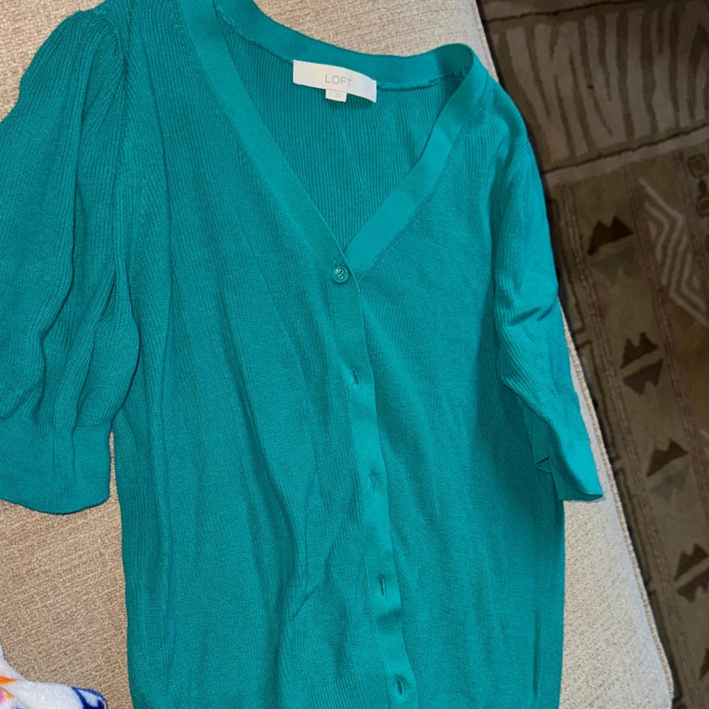 LOFT Teal V-Neck Cardigan